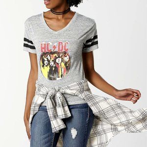 AC/DC Highway to Hell metal rock blues V-neck Official Football T-Shirt L NWT